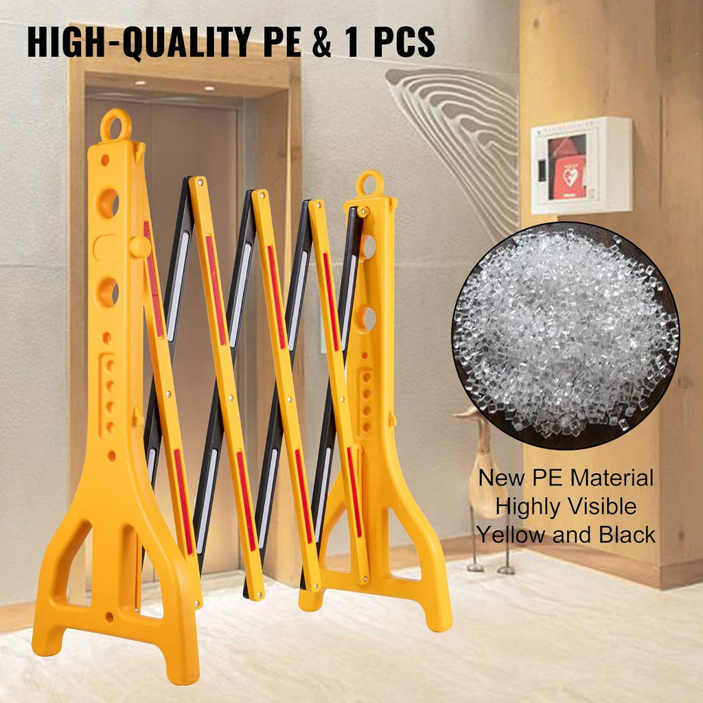 Expandable Mobile Plastic Safety Barricade 8.3ft Width 38” Height with Reflectors with 1 Chain N14036