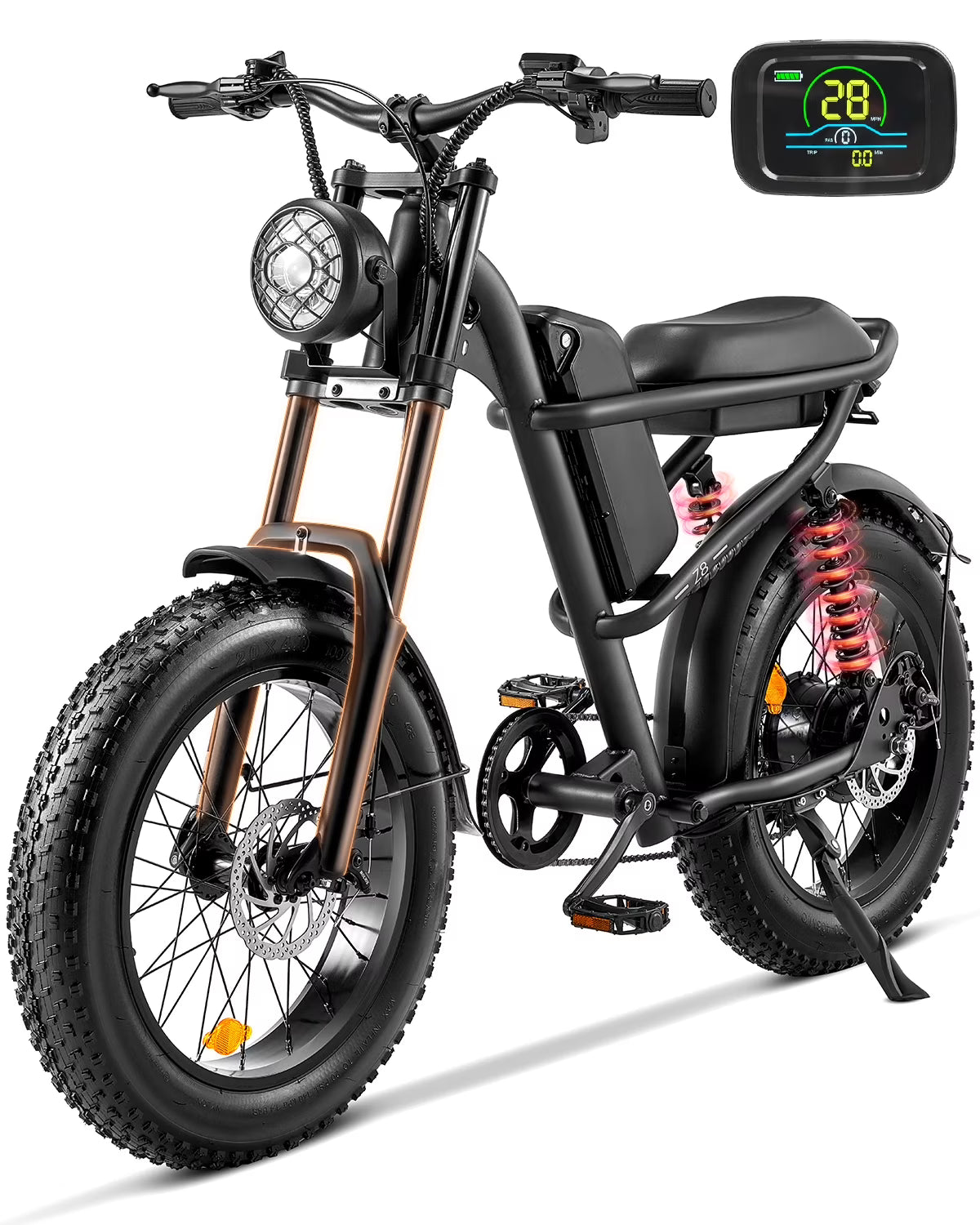 Electric Dirt Bike with 20" Fat Tire, 500W Motor, 7-Speed, 48V 16AH Removable Battery F62489