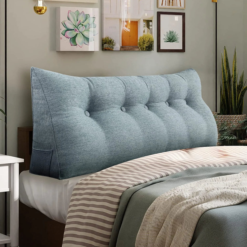 Grey 76 Inches Triangular Wedge Pillow with Removable Cover L45746