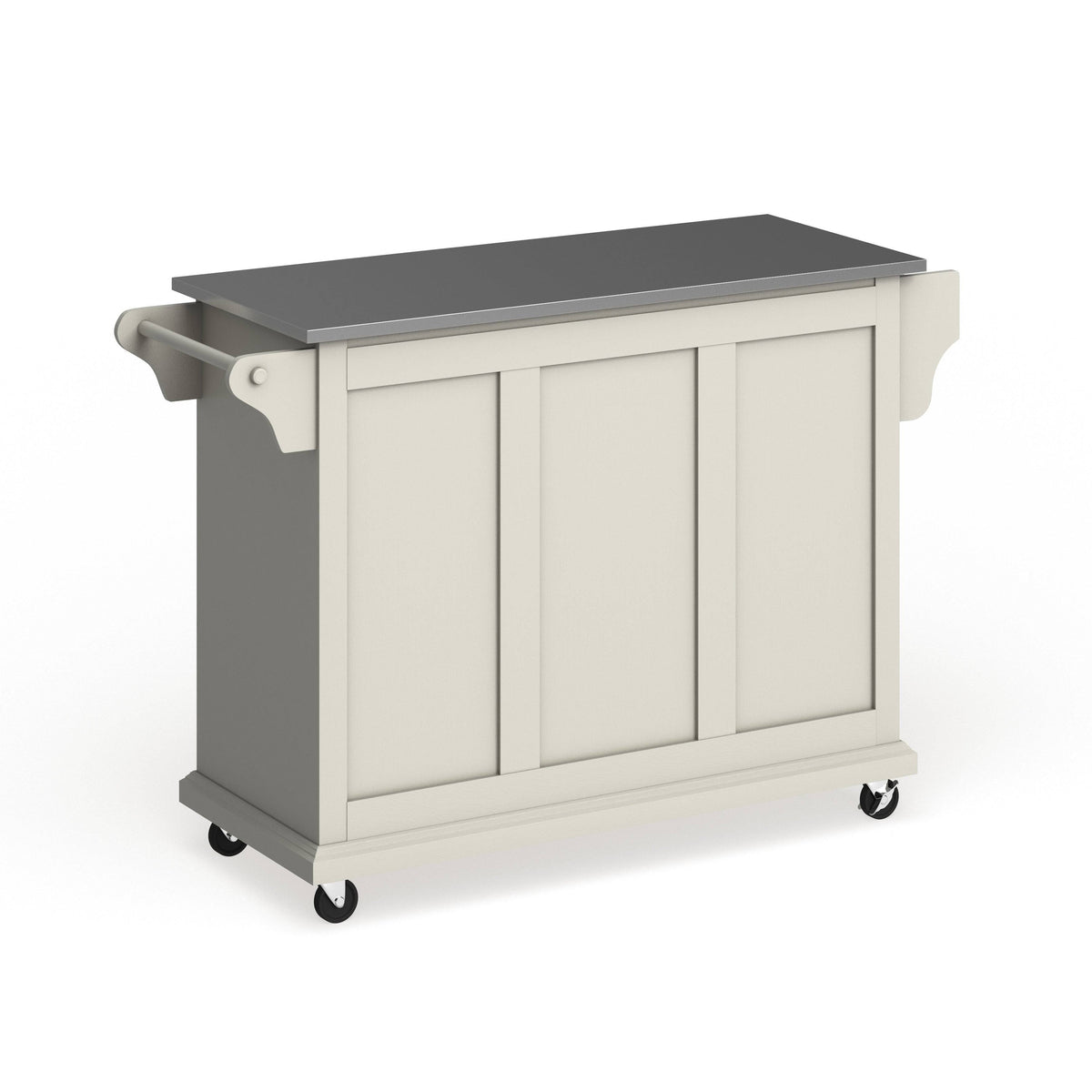 White Finish Stainless Steel Top Kitchen Cart and Island S559556