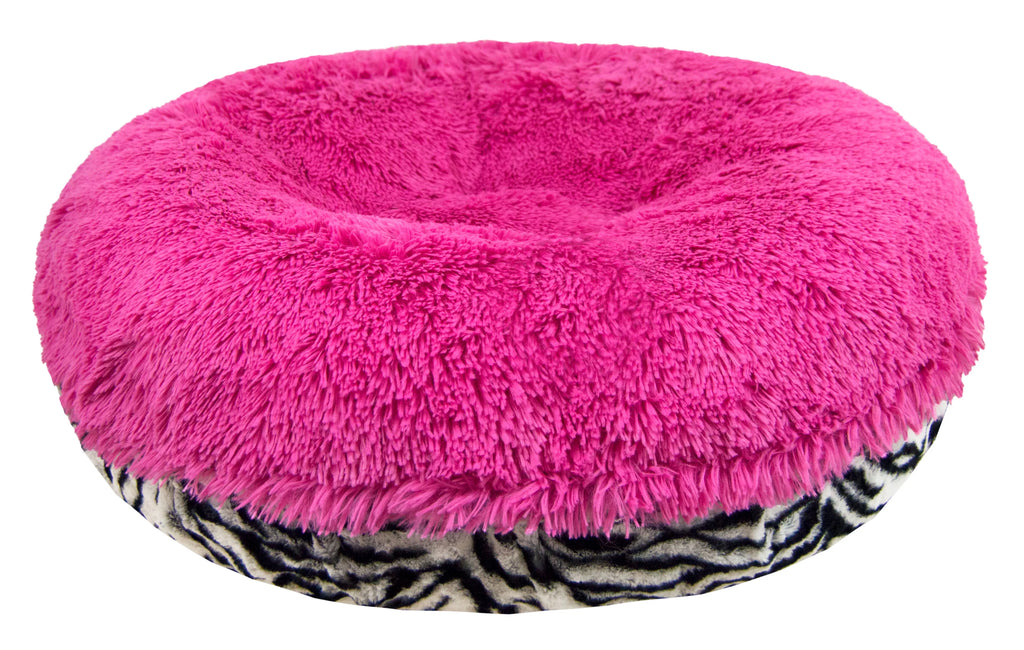 Zebra Extra Plush Faux Fur Bagel Pet Bed F969