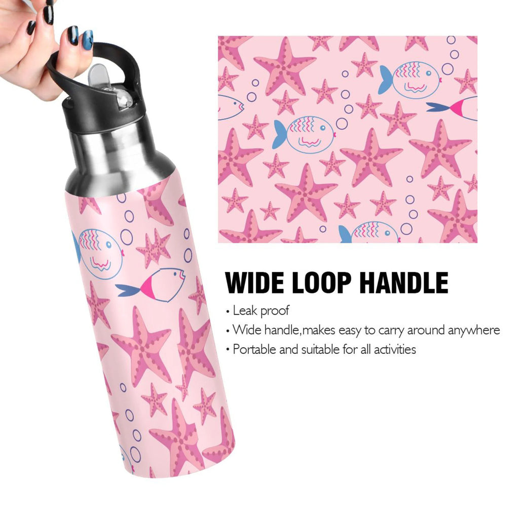 Stainless Steel Insulated Thermos Vacuum Flask Water Bottle with Straw Lid I94058