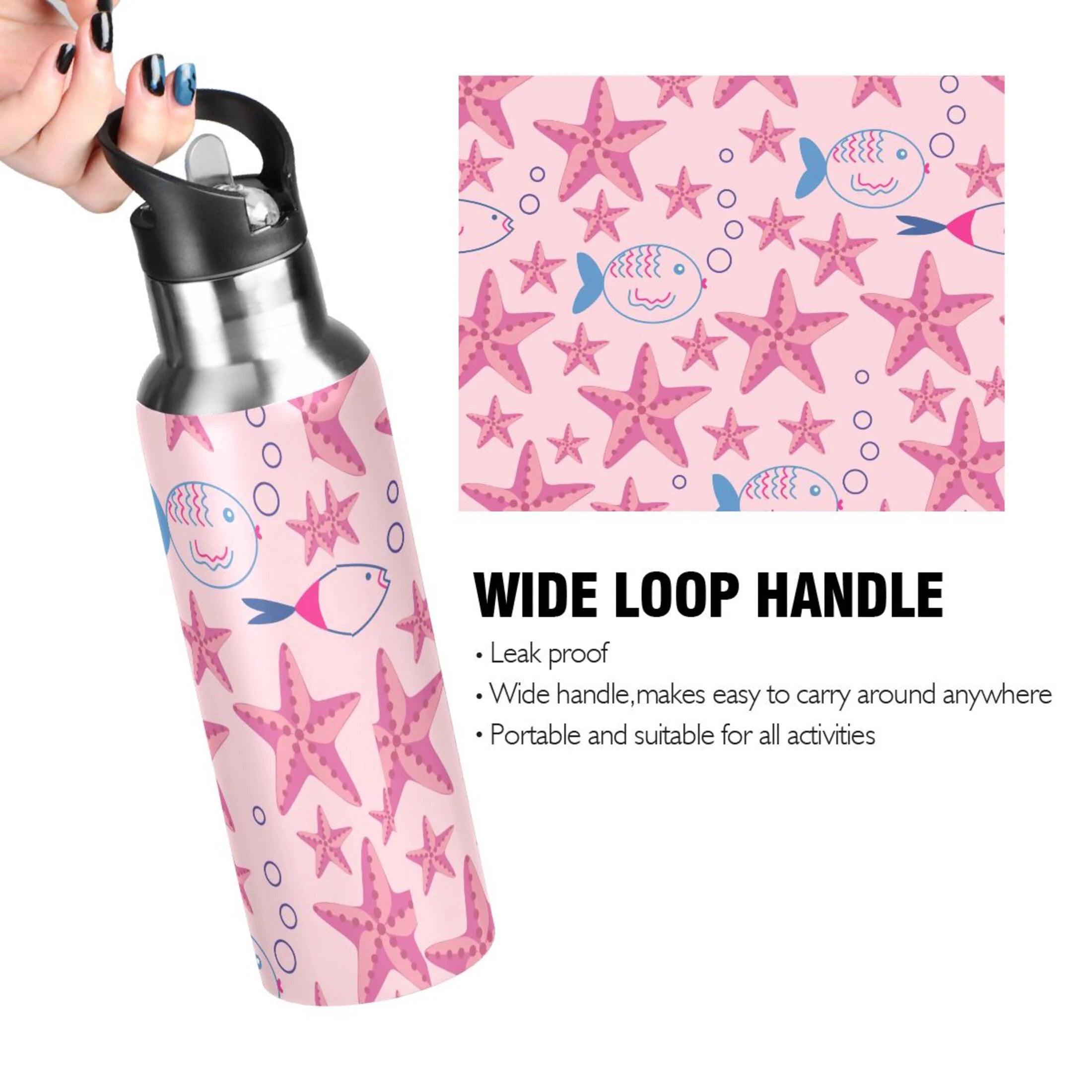 Stainless Steel Insulated Thermos Vacuum Flask Water Bottle with Straw Lid I94058
