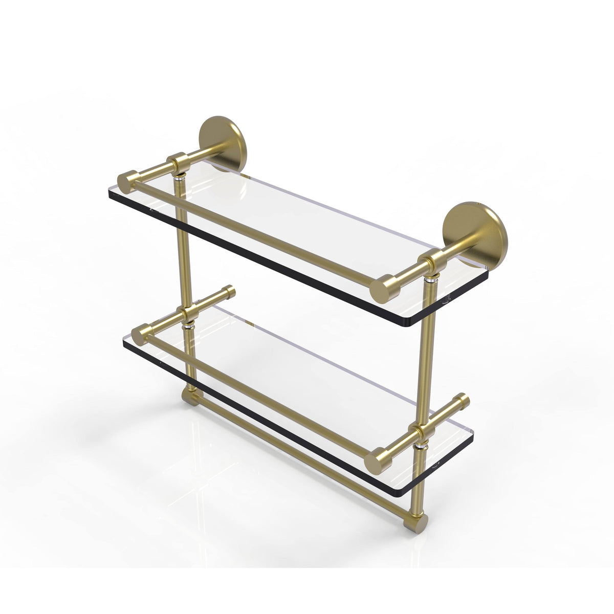 Polished Brass Double Glass Shelf with Towel Bar Y2909