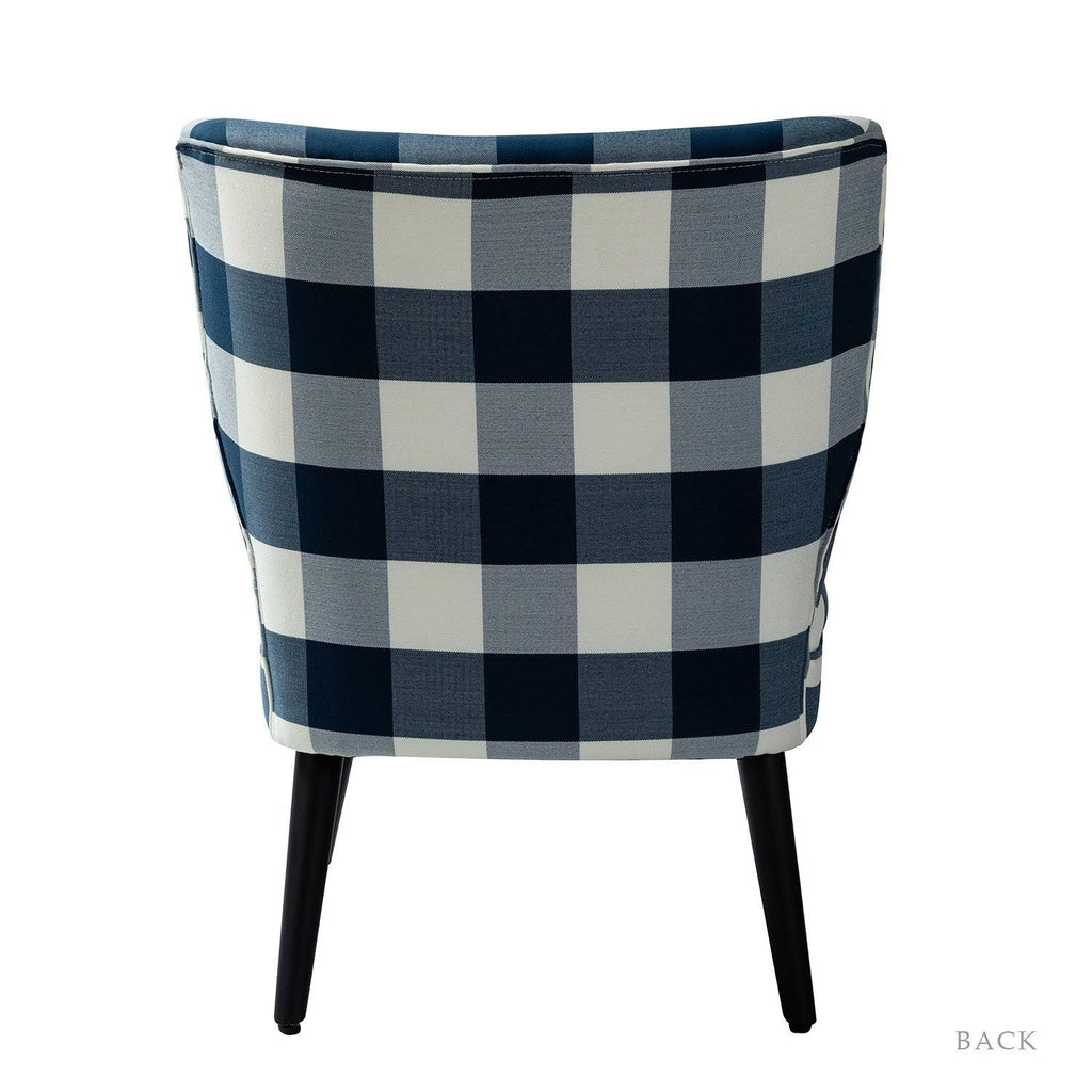 Grey Buffalo Plaid Side Chair with Black Base, Set of 2 V431429