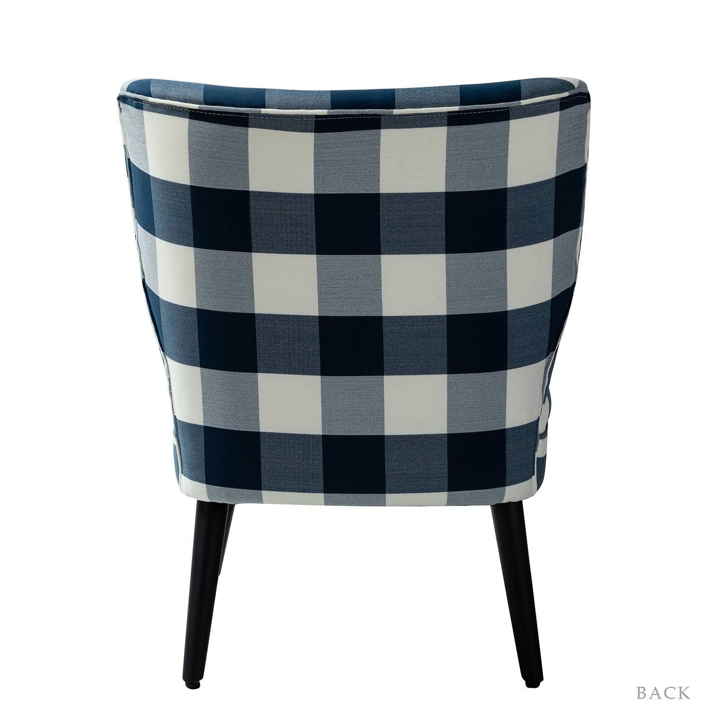 Grey Buffalo Plaid Side Chair with Black Base, Set of 2 V431429