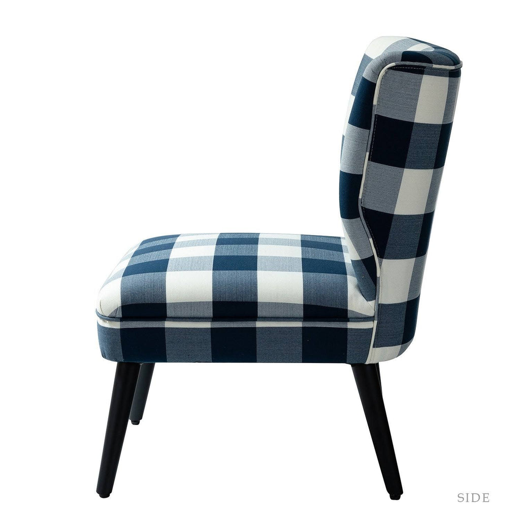Grey Buffalo Plaid Side Chair with Black Base, Set of 2 V431429