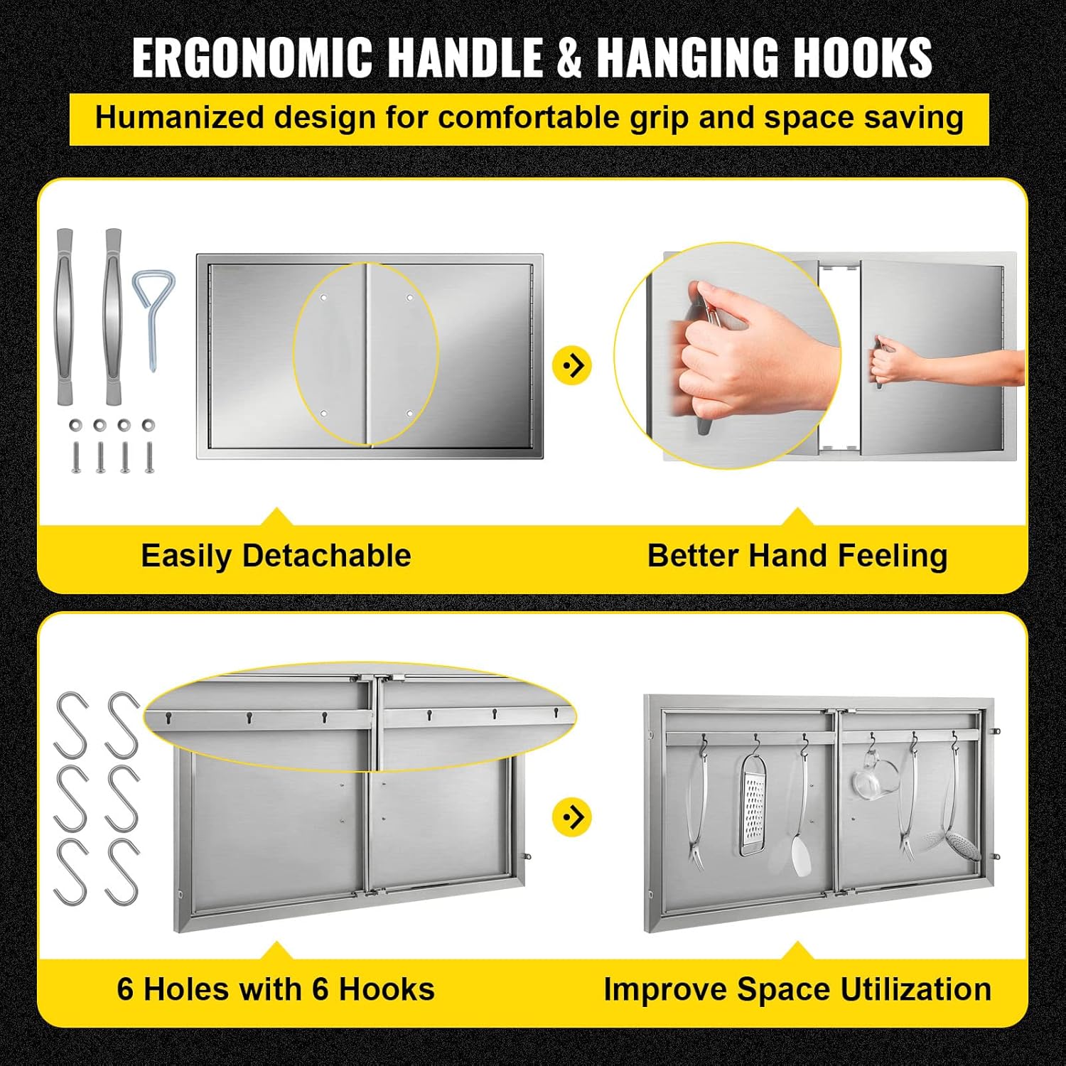 Stainless Steel Double BBQ Door 39W x 26H Inch E3134