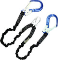 6FT Double Leg Shock Absorbing Safety Fall Protection Lanyard with Aluminum Steel Snap Hook K8799