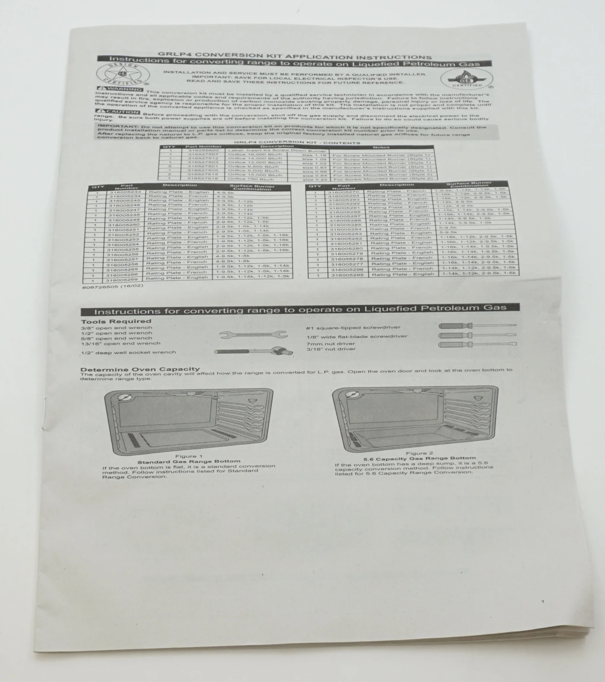 LP conversion kit B8331