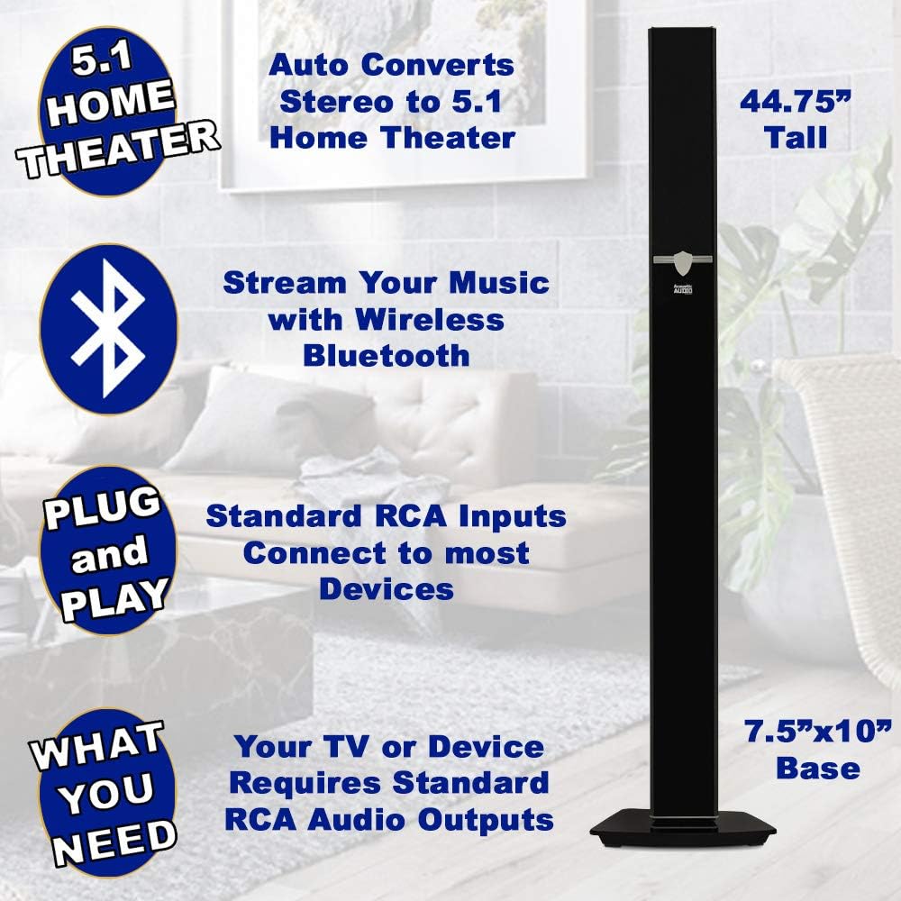 Tower 5.1 Bluetooth Speaker System with Optical Input and Mics S1232