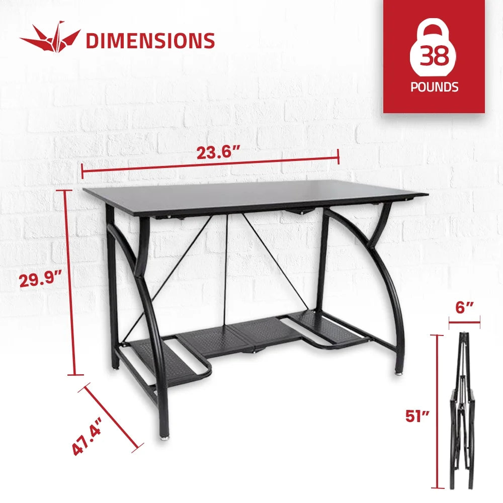 Black Folding Wooden Office Desk Q35408