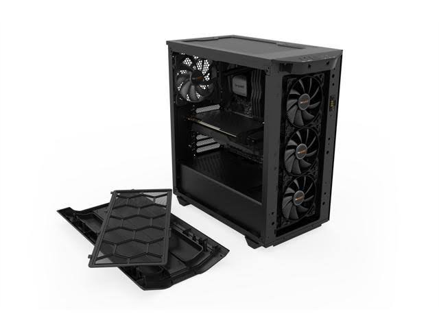 Black ATX Computer Case Midi Tower Tempered Glass R6840