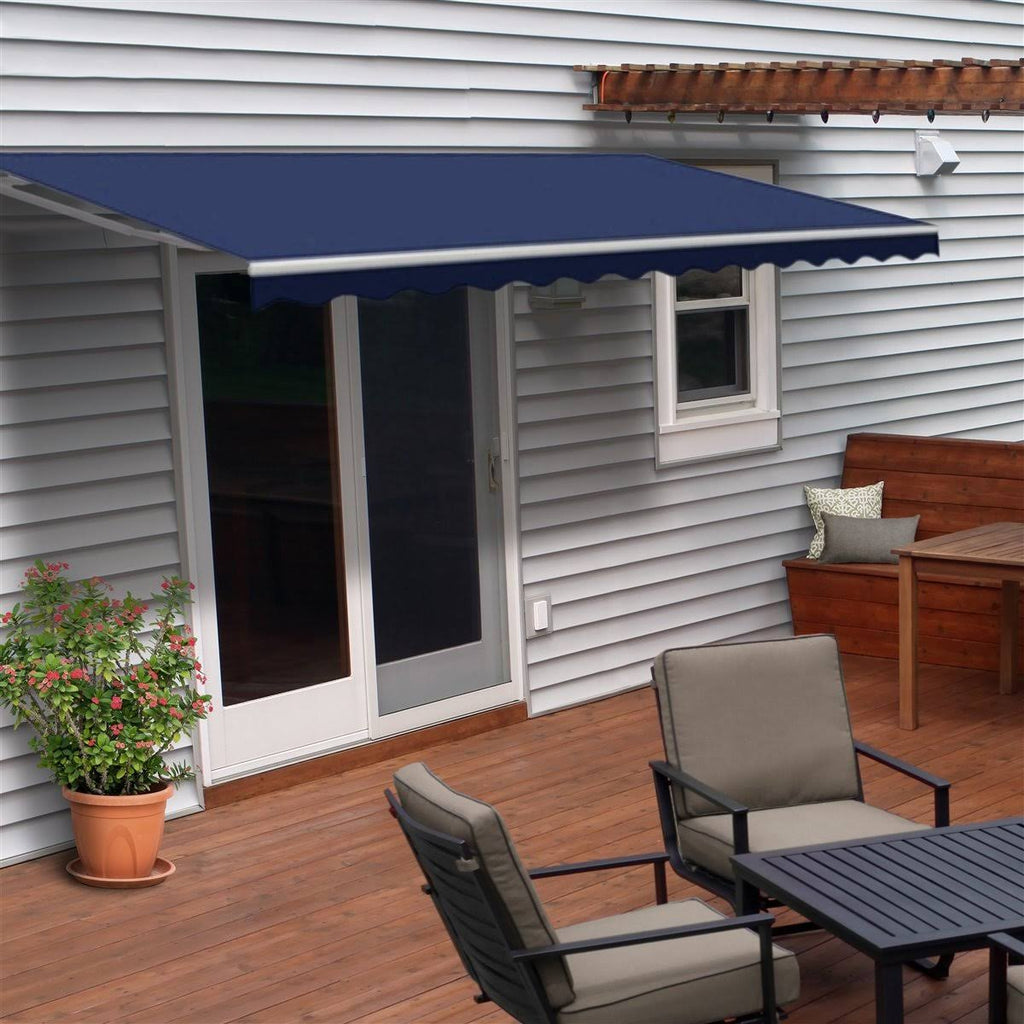 Retractable Motorized Patio Awning Blue 13 x 10 Feet Q601