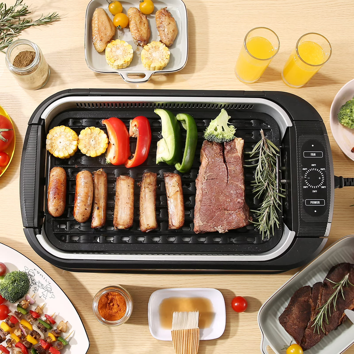 Smokeless Indoor BBQ Grill 1500W Nonstick C8204