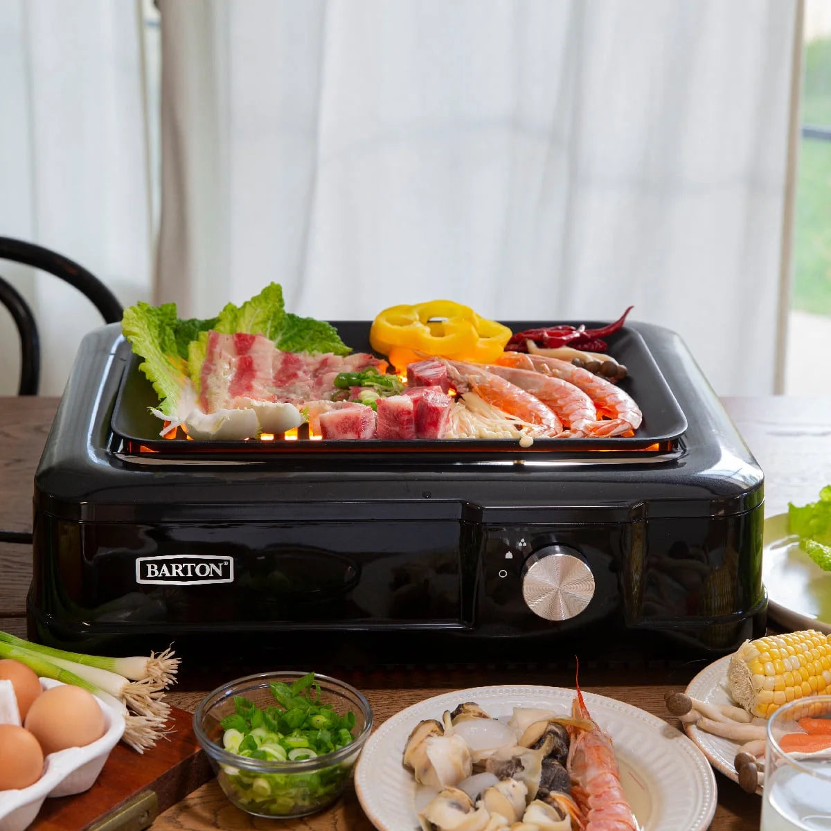 Alloy Steel BBQ Grill with Non-Stick Coating Black H596487