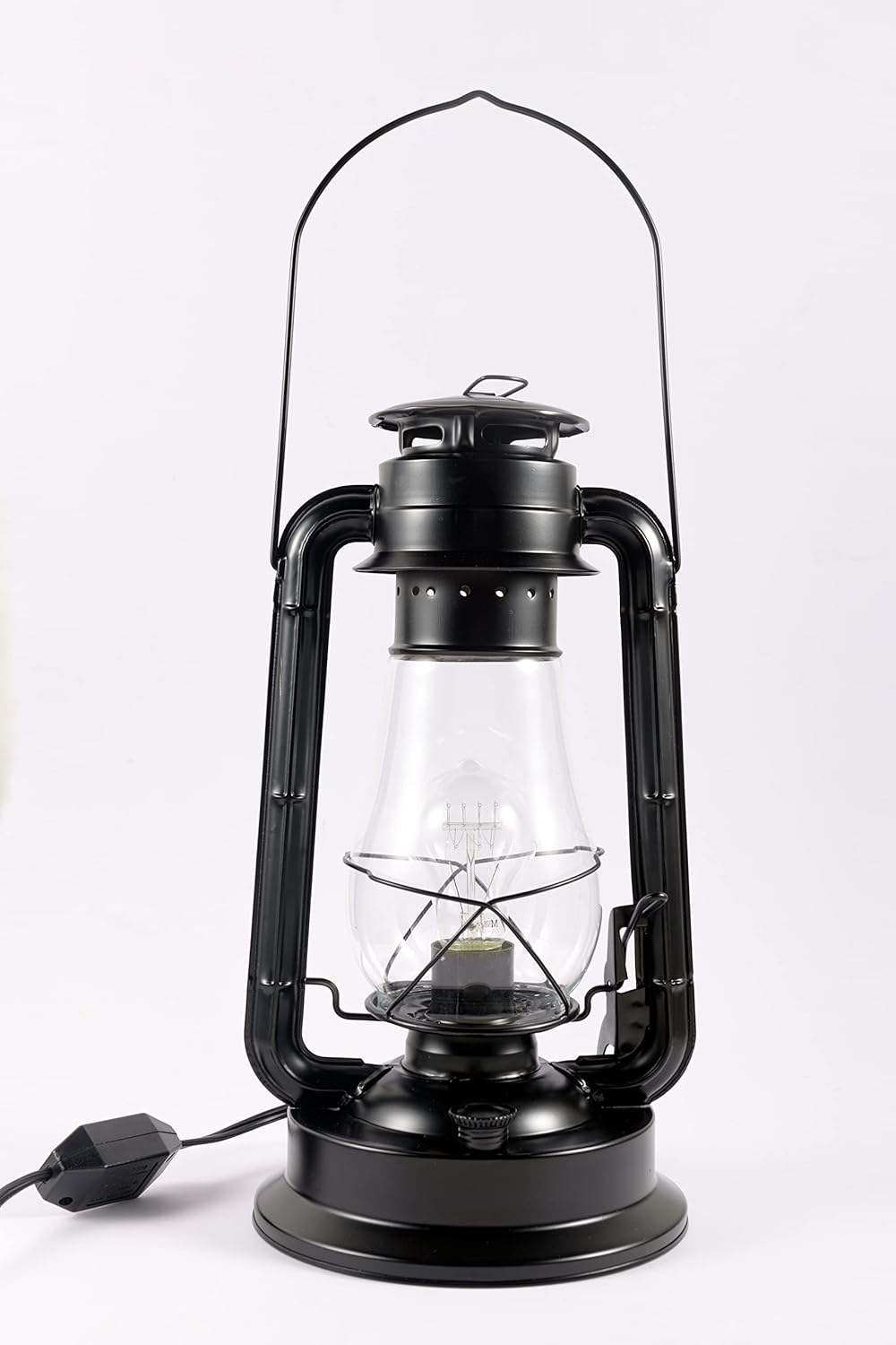 Rustic Finish Electric Table Lamp with Hurricane Glass and Dimmer X858