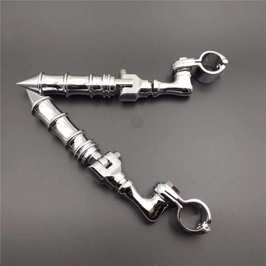 Chrome Angled Peg Mounting Kit with Foot Peg For Bike with 1-1/2 inch Front Engine Guard Frame Tube R9793