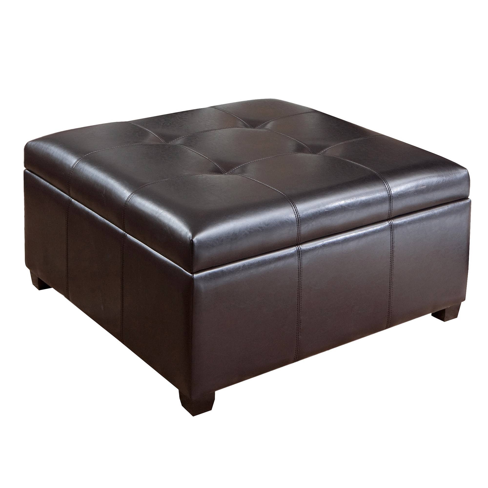 Espresso Leather Storage Ottoman J11145