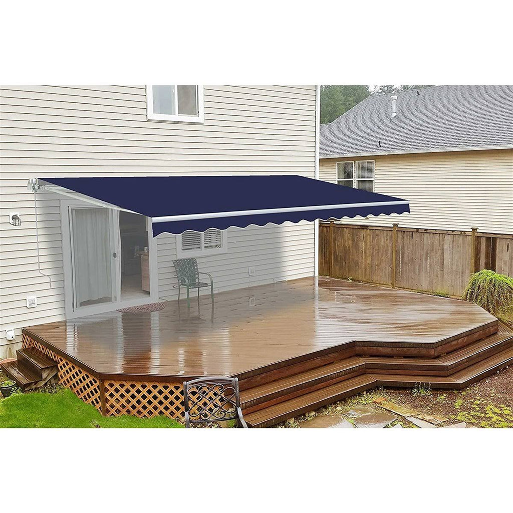 Retractable Motorized Patio Awning Blue 13 x 10 Feet Q601