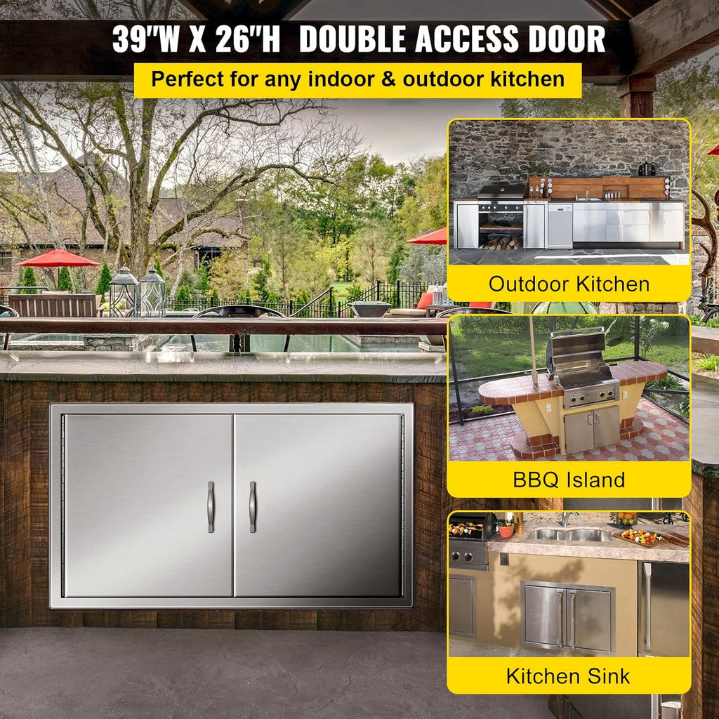 Stainless Steel Double BBQ Door 39W x 26H Inch E3134