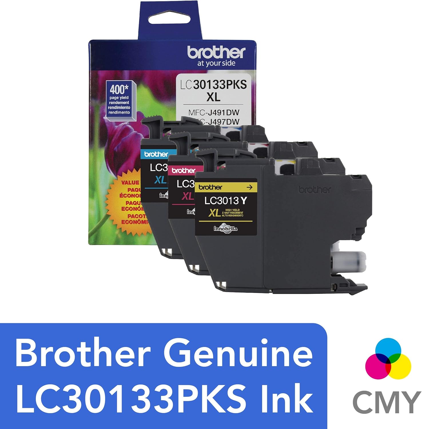 3-Pack High Yield Color Ink Cartridges, Magenta and Yellow, LC3013 Ink Yellow W2501