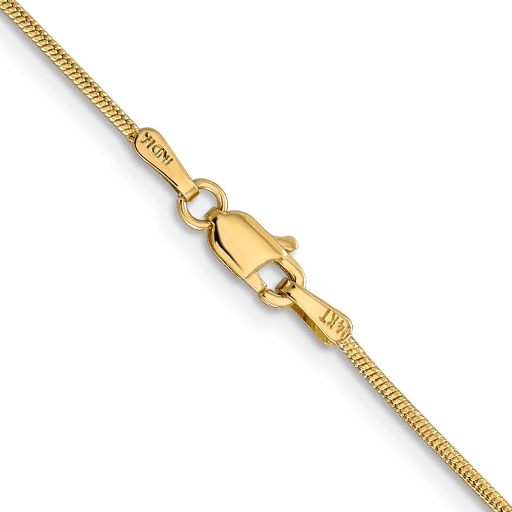 14K Yellow Gold Snake Chain Necklace 16 inch 1.1 mm with Lobster Clasp F45789