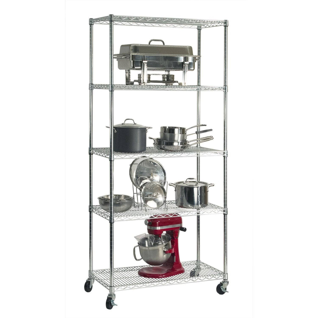 5-Shelf Steel Wire Shelving System, Silver I665327