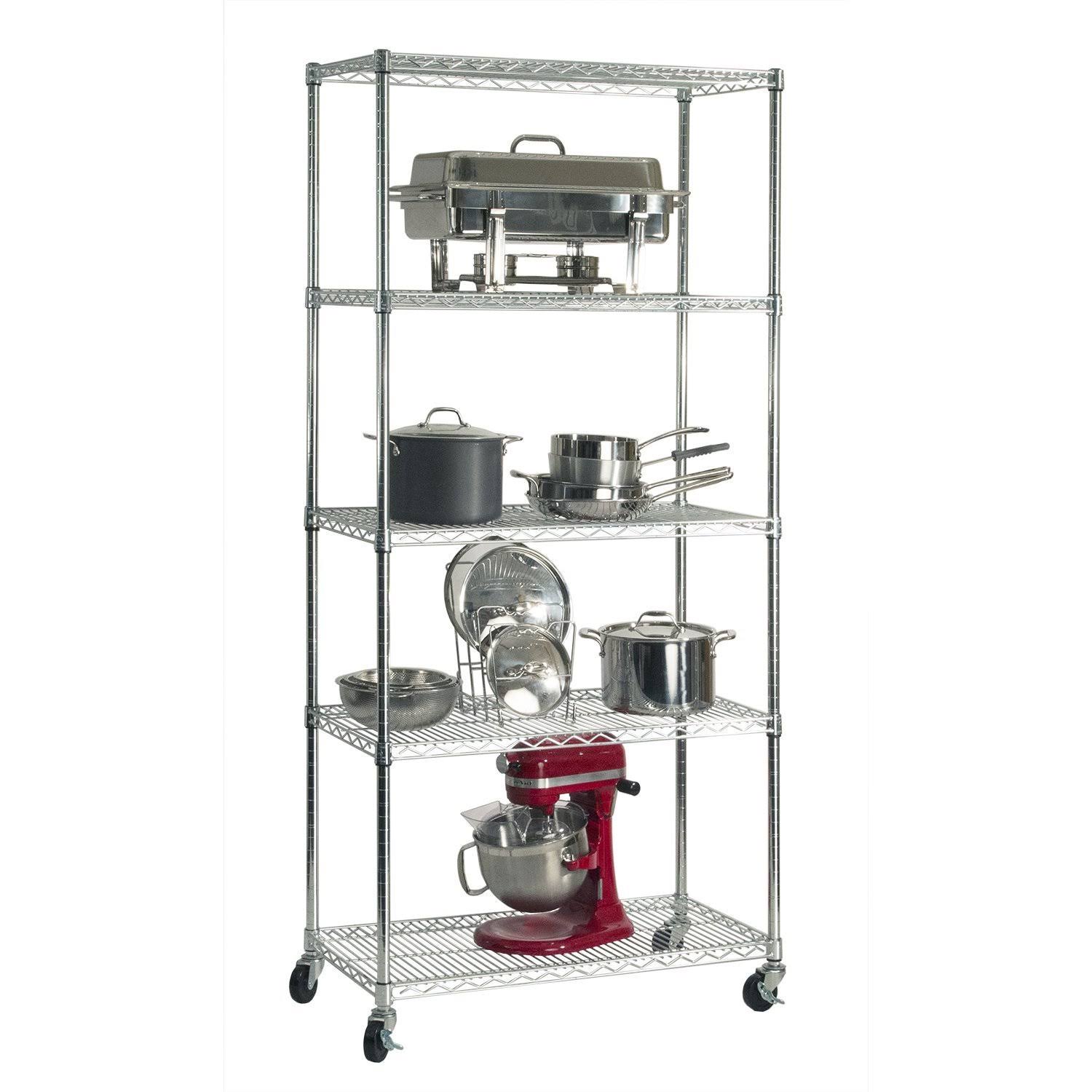 5-Shelf Steel Wire Shelving System, Silver I665327