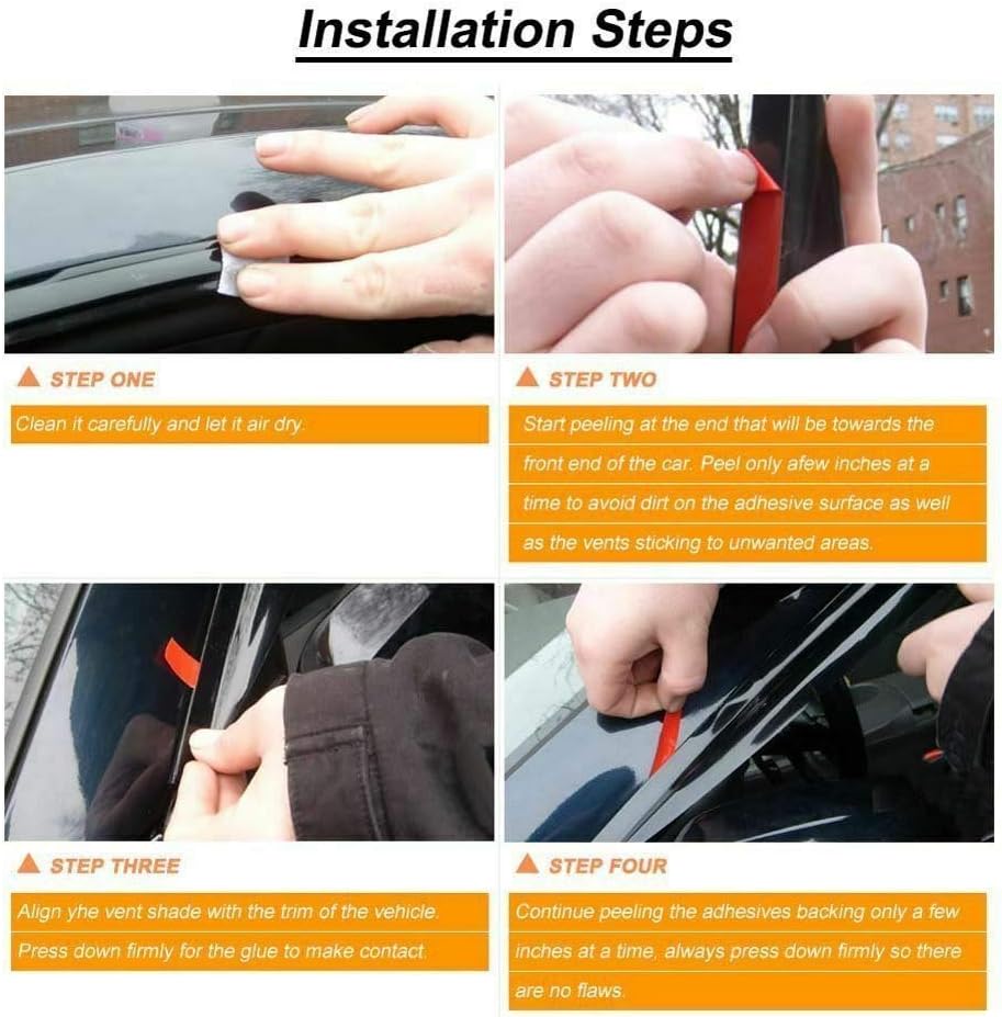 Smoke Tinted Tape-On Side Window Vent Visor Deflectors Rain Guards 4 Piece Set P947