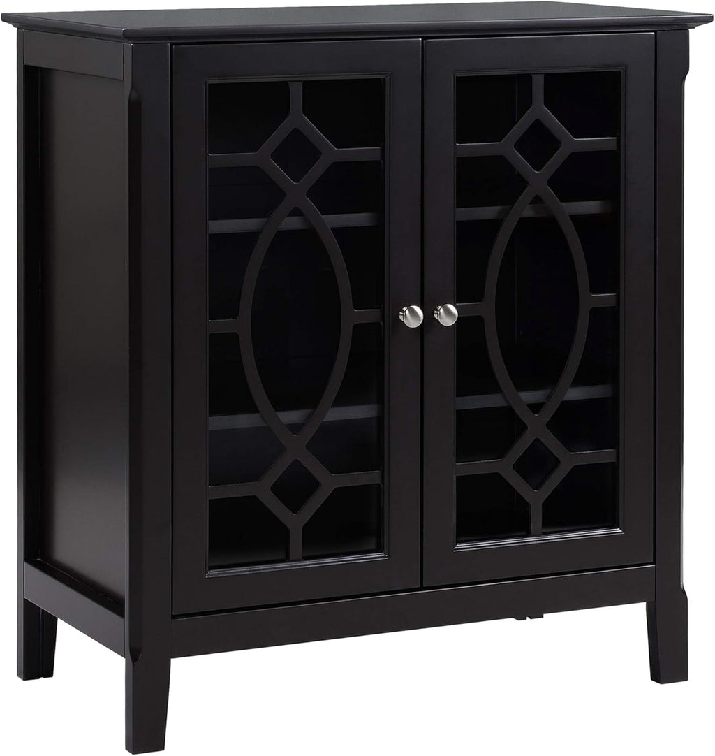Espresso Sideboard Display Cabinet with Double Glass Doors and 2 Shelves V22412
