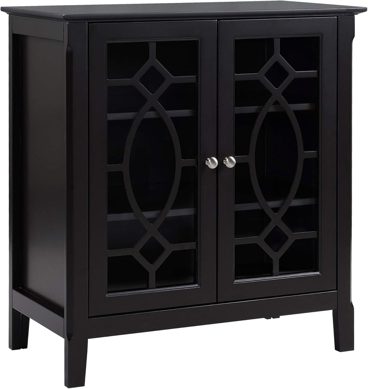 Espresso Sideboard Display Cabinet with Double Glass Doors and 2 Shelves V22412