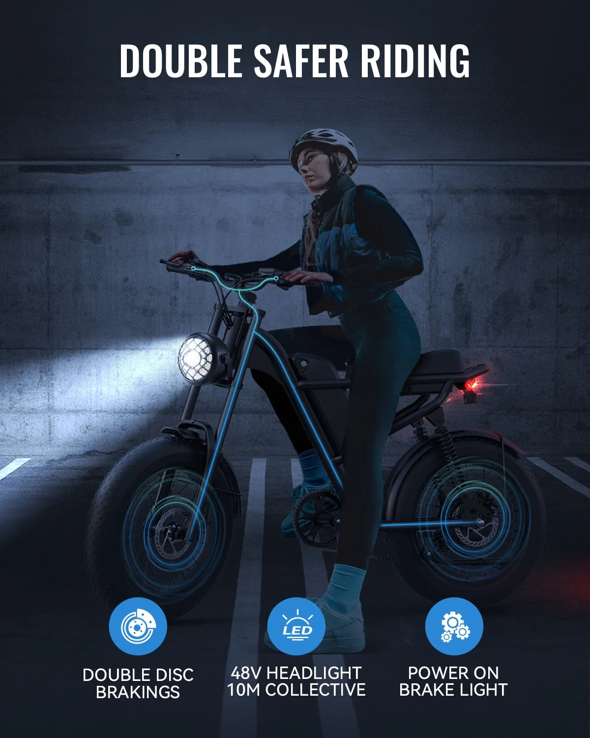 Electric Dirt Bike with 20" Fat Tire, 500W Motor, 7-Speed, 48V 16AH Removable Battery F62489