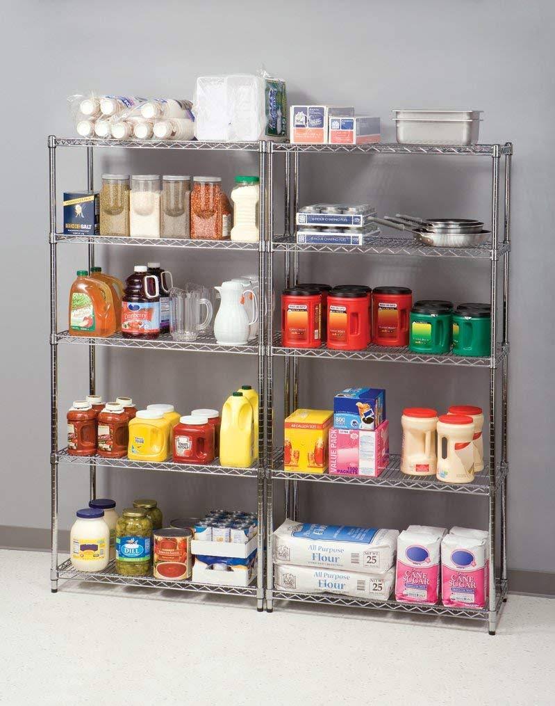 5-Shelf Steel Wire Shelving System, Silver I665327