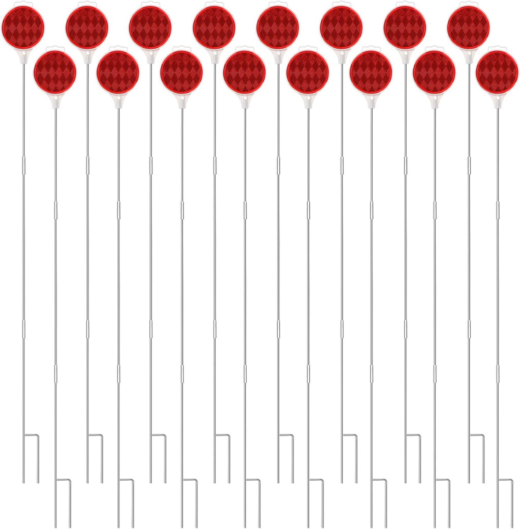 Red Reflective Driveway Markers 37.5-inch Double Sided Metal Post Driveway Reflectors 16 Pack F834282