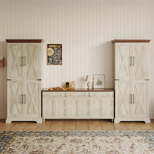 9 Shelves 4 Barn Doors Kitchen Pantry Cabinet Q8317