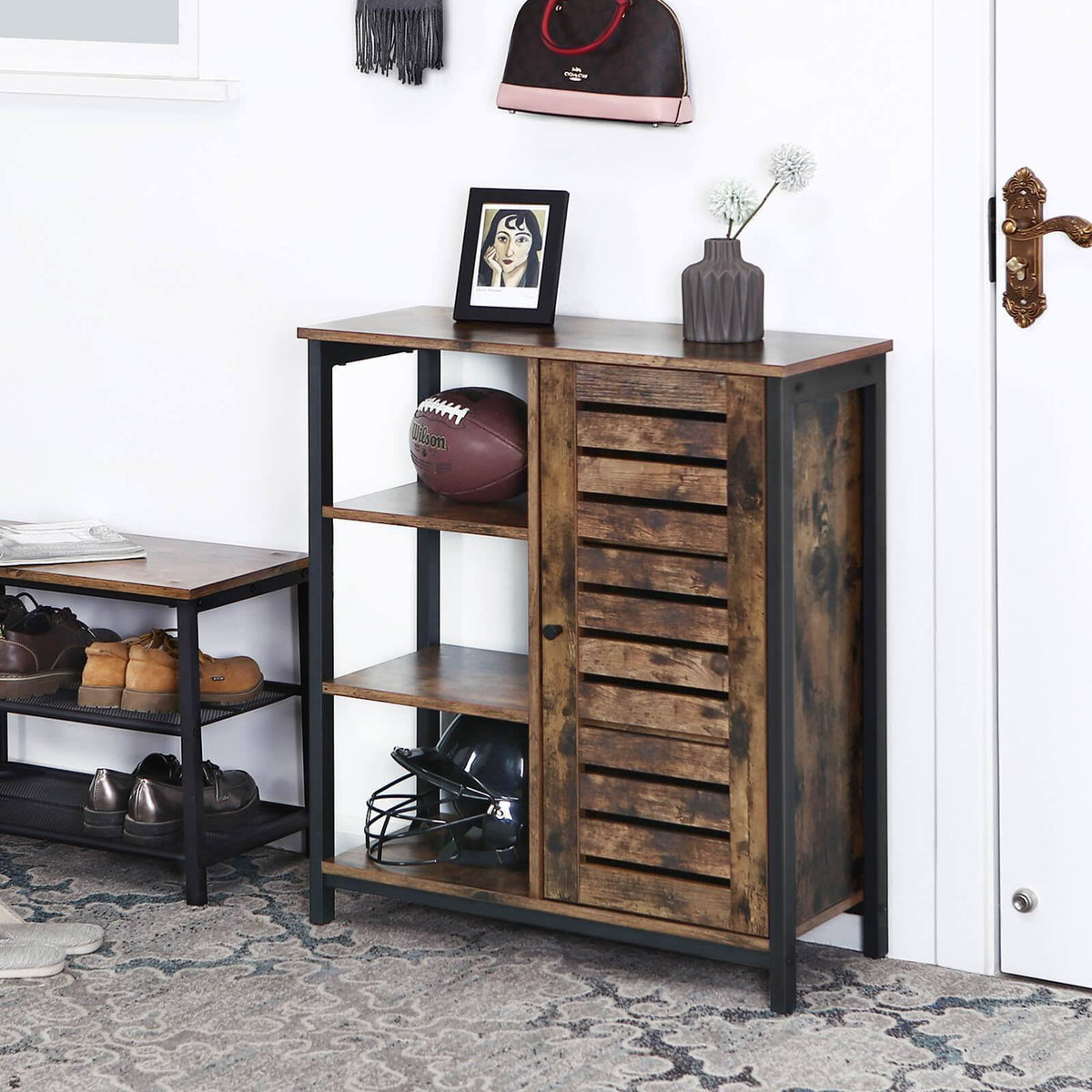 Lowell Storage Cabinet with 3 Shelves and Cupboard M5729