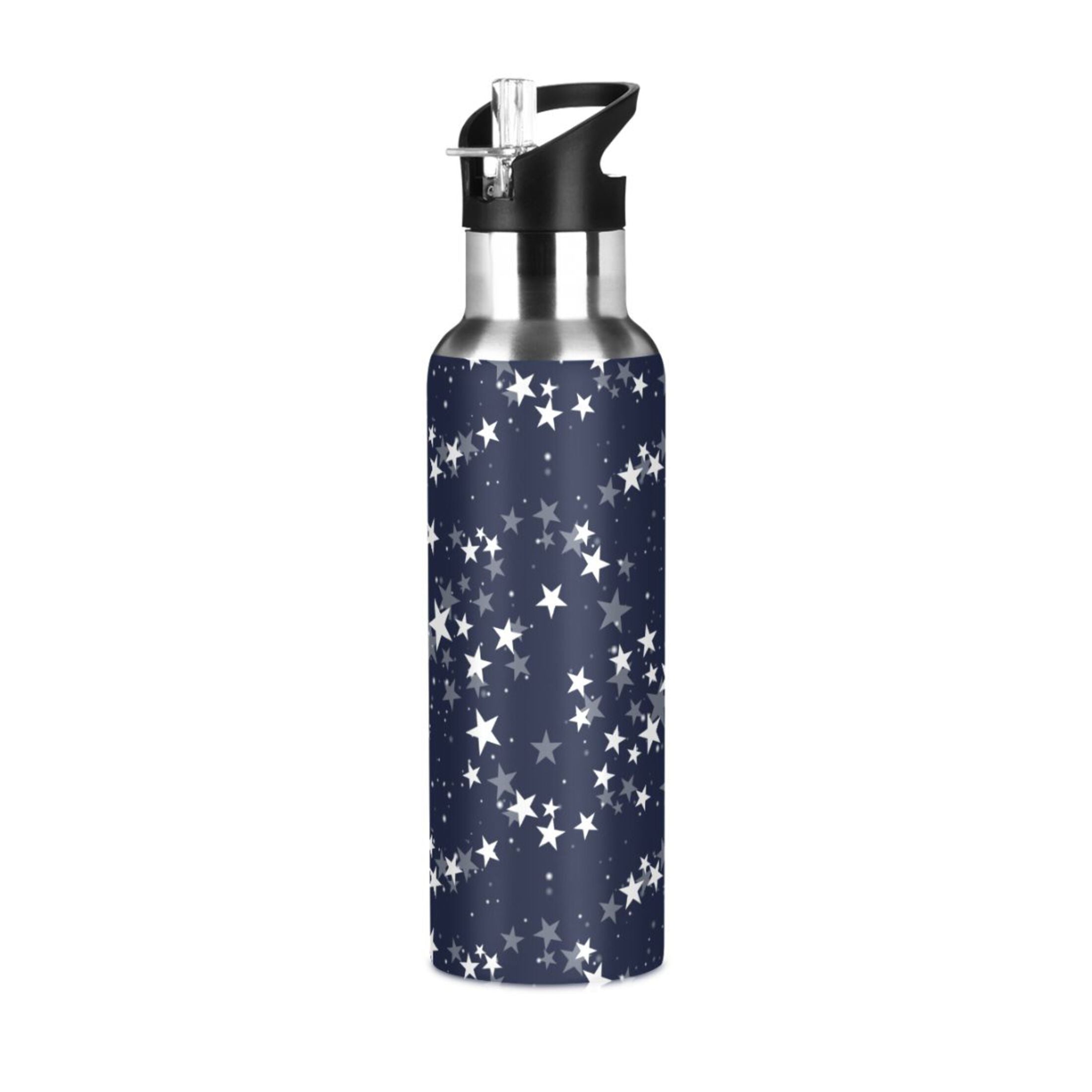 Navy Stainless Steel Insulated Water Bottle with Straw Lid R3302