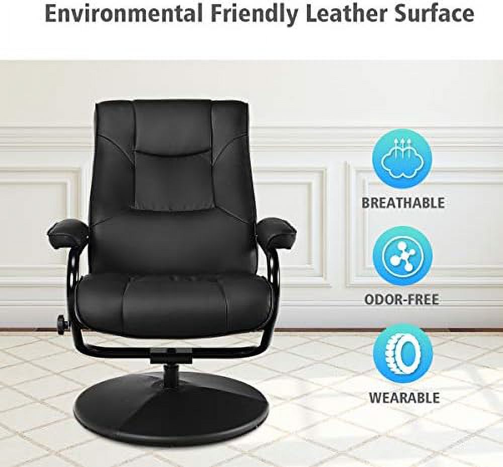 Swivel Recliner Chair with Footrest Stool Ottoman Set Black I37150