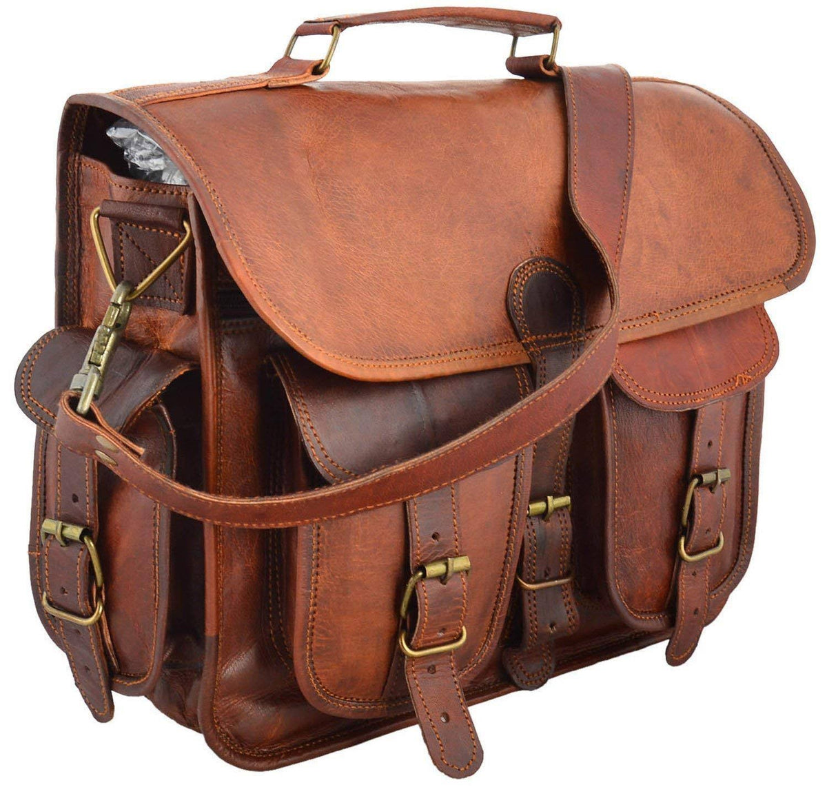 Distressed Leather Messenger Bag B67738