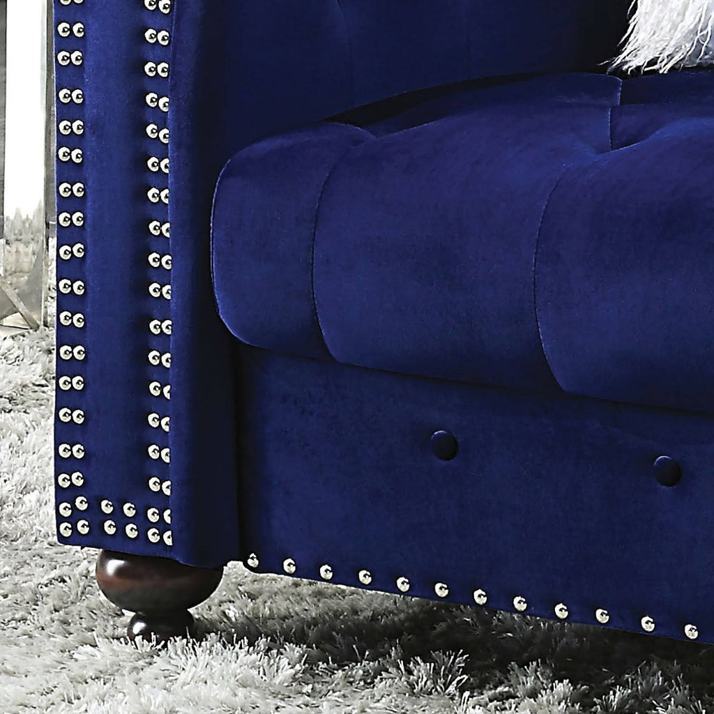 Blue Fabric Button Tufted Chair O770243