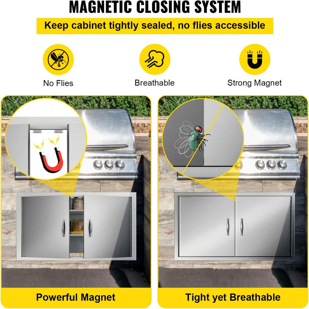 Stainless Steel Double BBQ Door 39W x 26H Inch E3134
