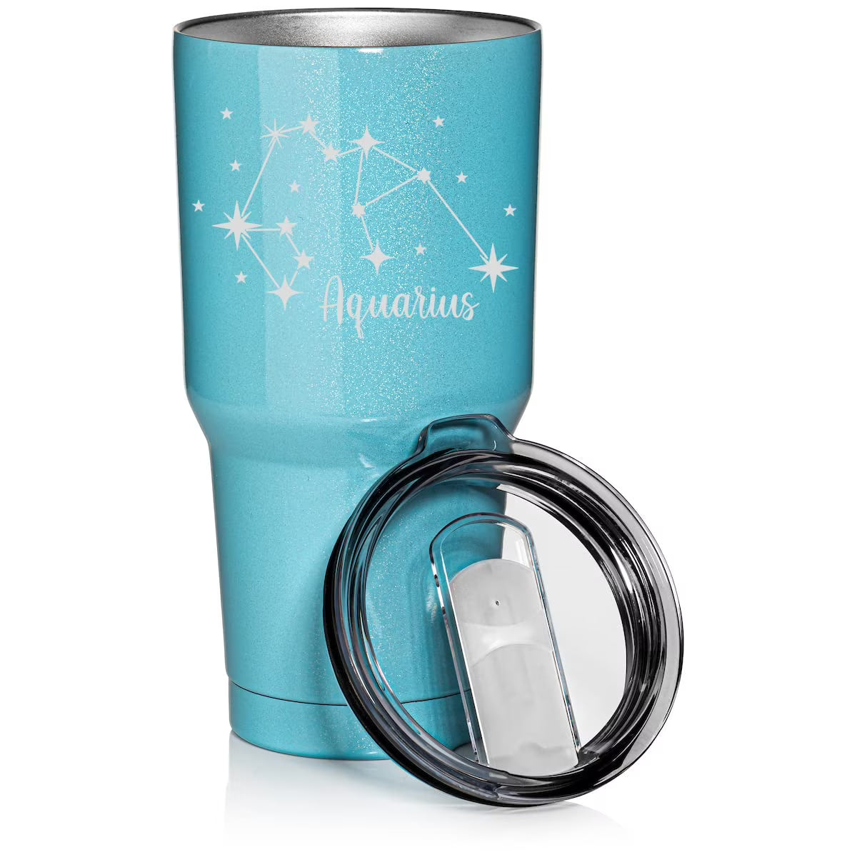 Light Blue Glitter 30 oz Stainless Steel Travel Mug D43934