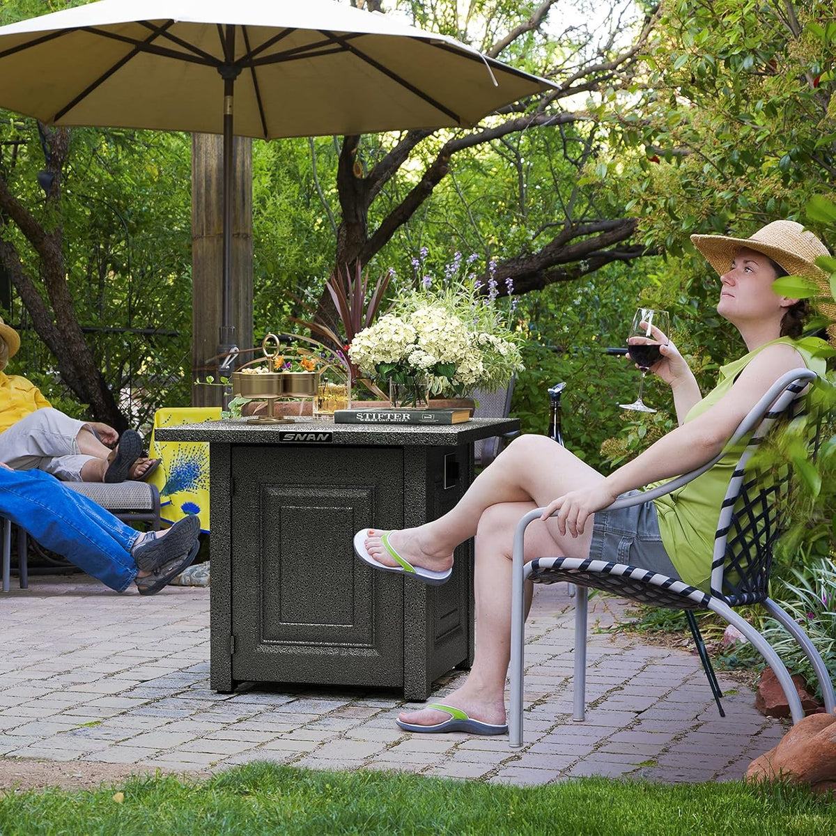 28 Inch Black Steel Propane Fire Pit Table F86605
