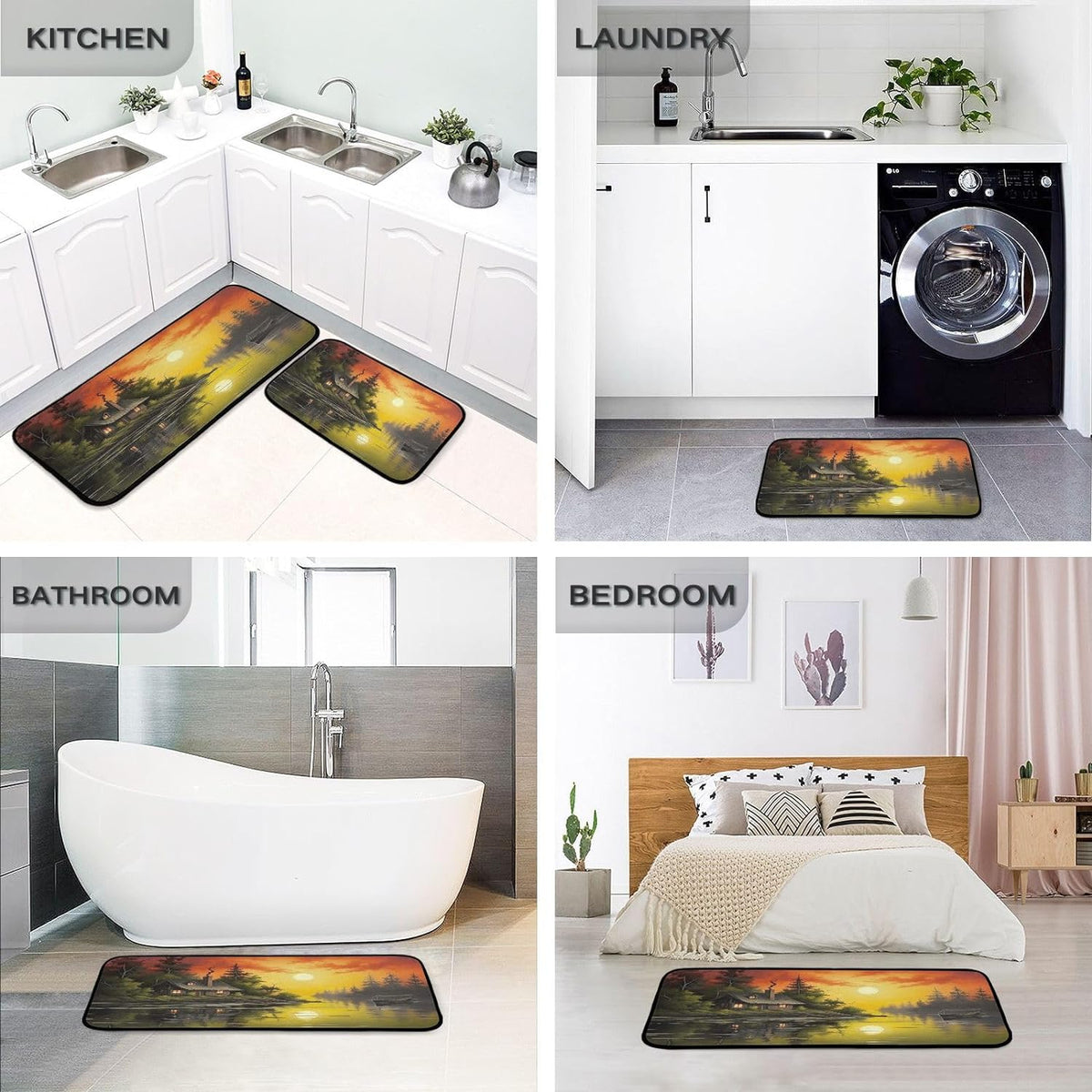 Kitchen Rug Set of 2, Non Slip Washable Anti-Fatigue Floor Mat M2226