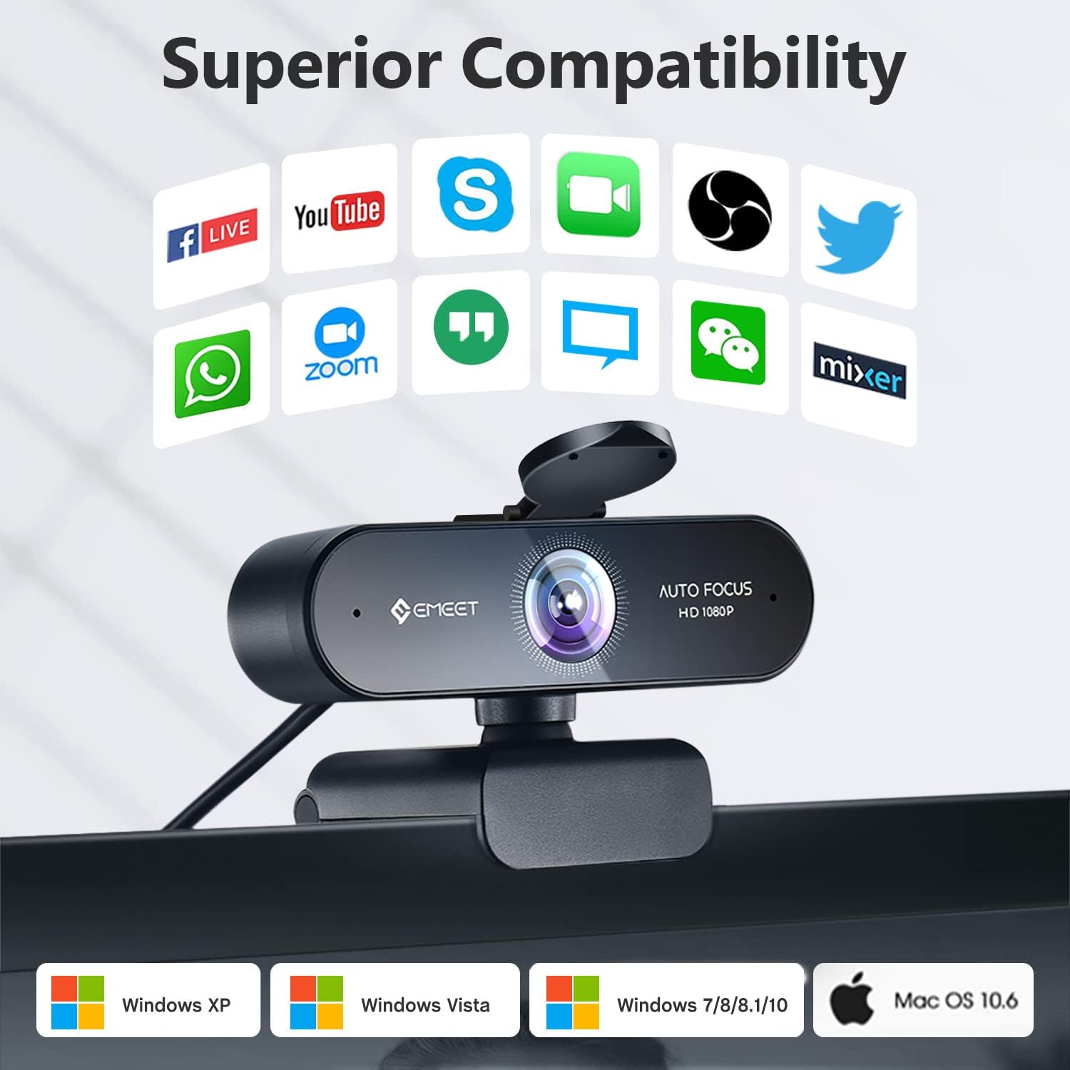 1080P Webcam with Microphone and Privacy Cover S271