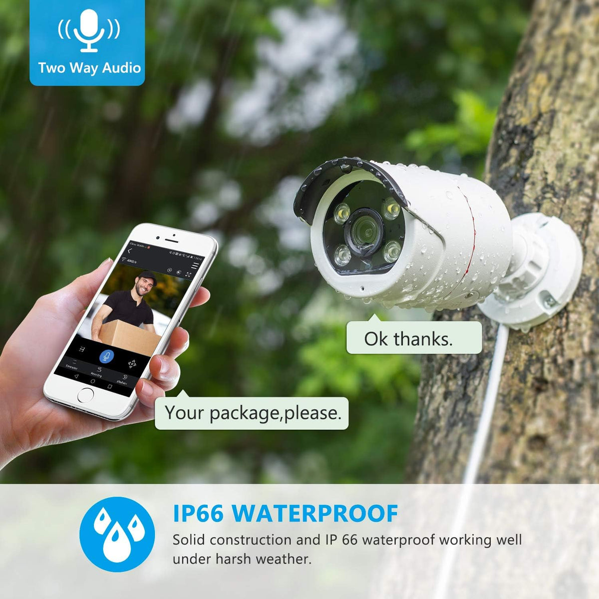 5MP PoE Security Camera System, 4pcs Wired Outdoor PoE IP Cameras, 8CH NVR with 2TB Hard Drive, Color Night Vision E546