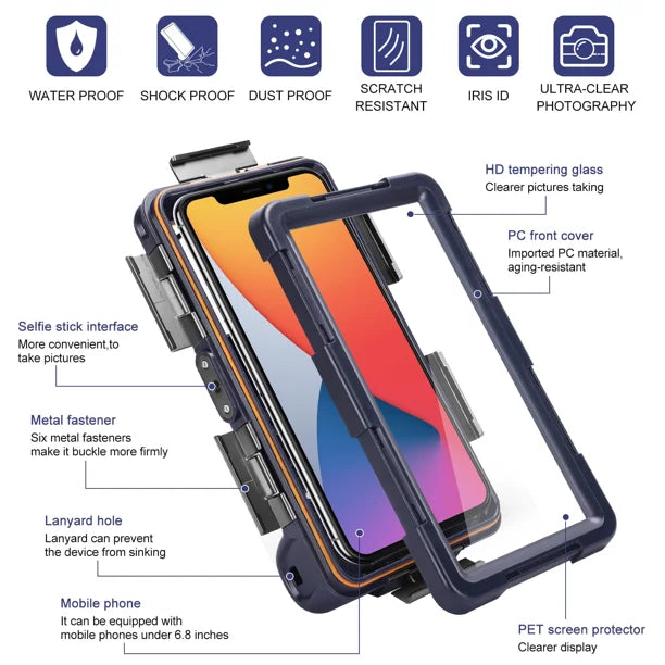 Waterproof Protective Case for Phones Up to 6.9 Inch with Lanyard C5614