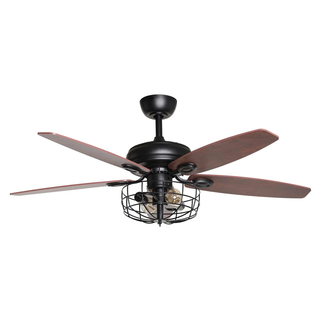 Black Metal Caged Ceiling Fan with Light Kit C606529