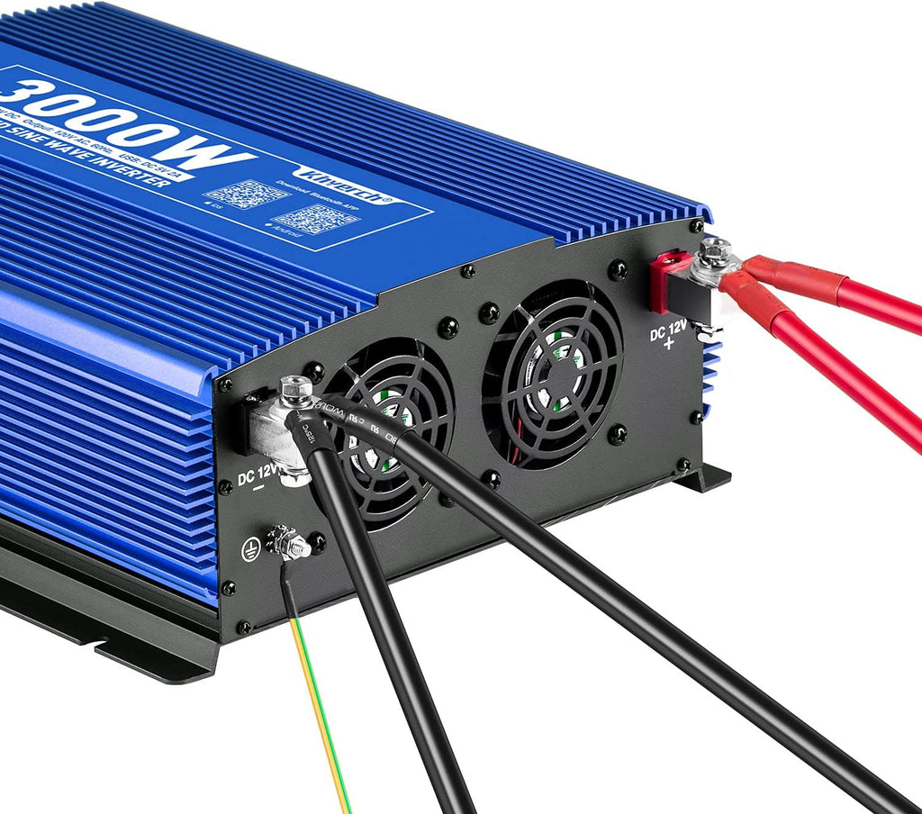 3000W Power Inverter DC12V to 110V AC Car Inverter with 4AC Outlets 2USB Port T29373